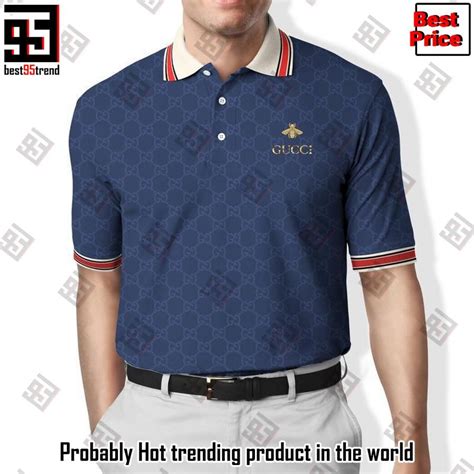 gucci bee polo shirt white|Gucci navy striped polo shirt.